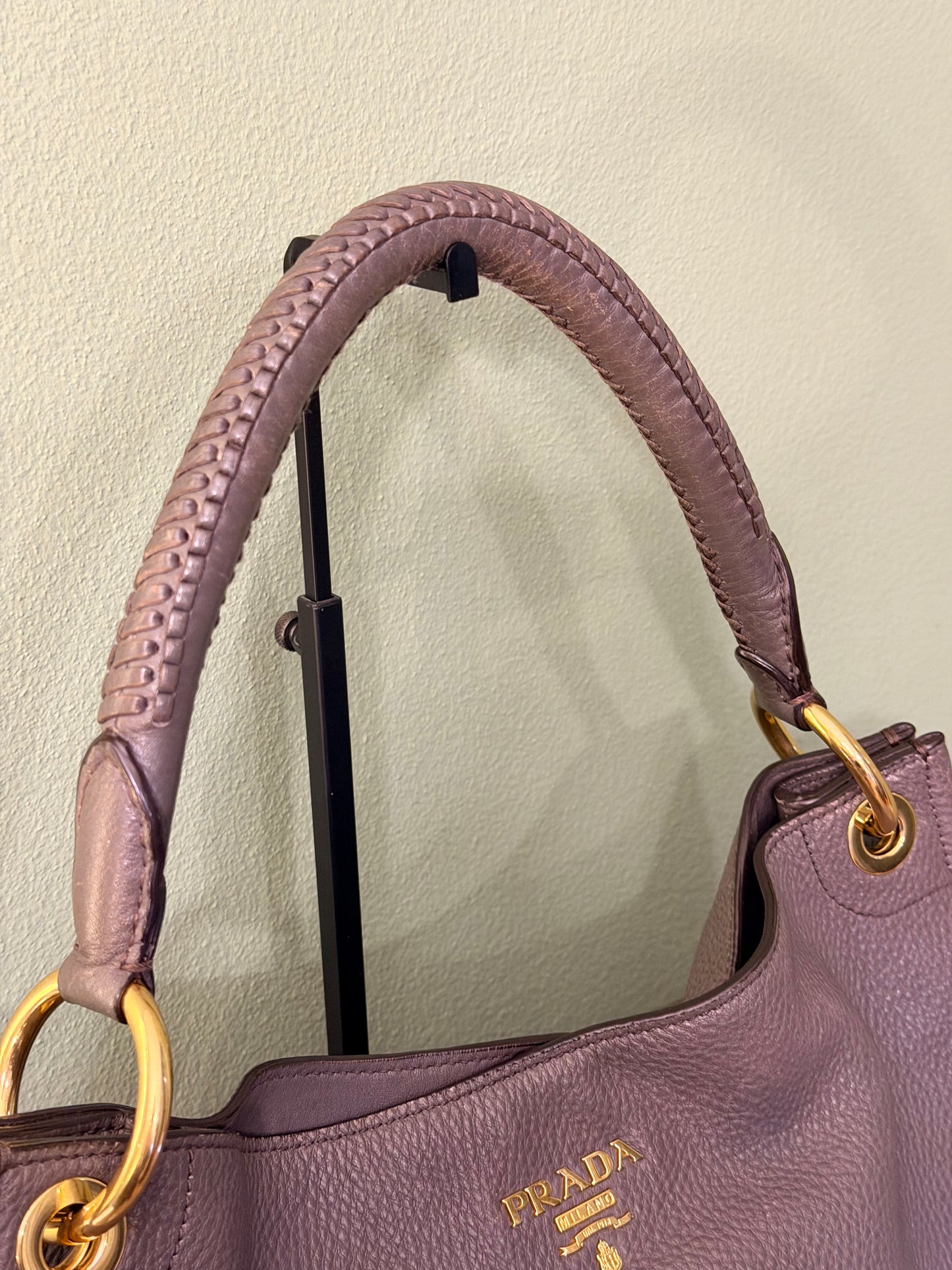 PRADA GRAY DAINO HOBO BAG