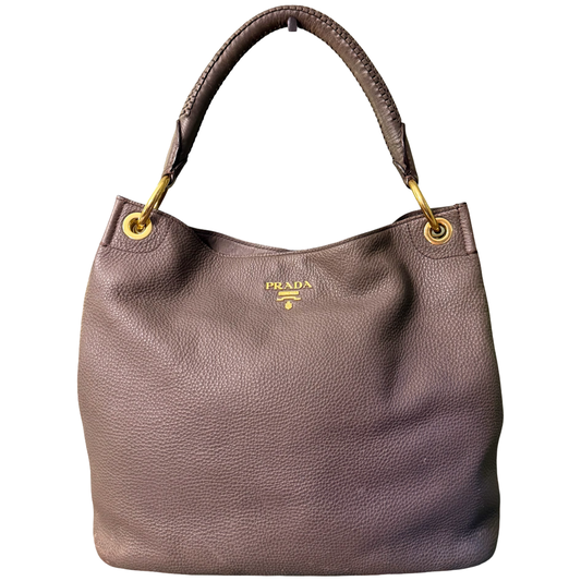PRADA GRAY DAINO HOBO BAG