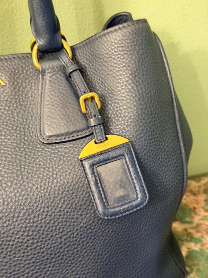 PRADA BLUE DAINO TWO WAY HANDBAG