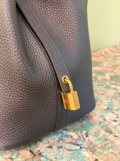 HERMÈS BLACK CLEMENCE PICOTIN LOCK 22 HANDBAG