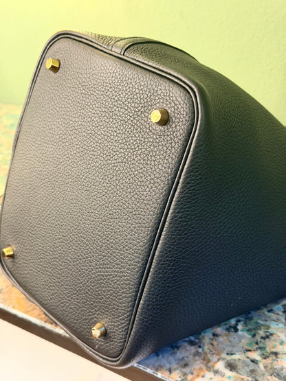 HERMÈS BLACK CLEMENCE PICOTIN LOCK 22 HANDBAG