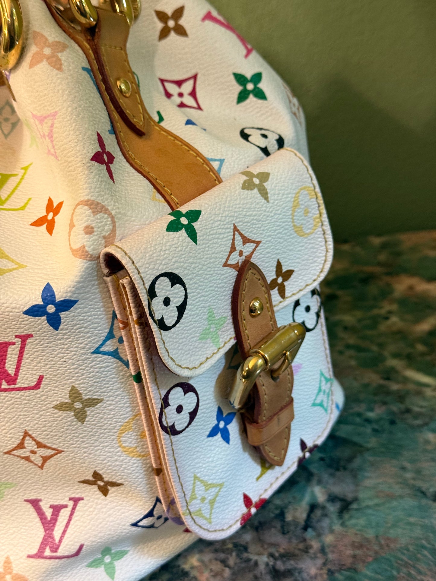 TAKASHI MURAKAMI X LOUIS VUITTON WHITE MULTICOLOR PETIT NOE BUCKET BAG