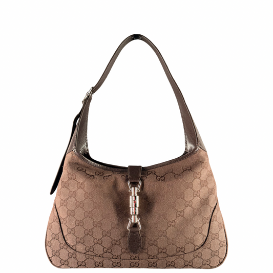 GUCCI BY DEMNA MEDIUM BROWN GG CANVAS JACKIE 1961 SHOULDER BAG