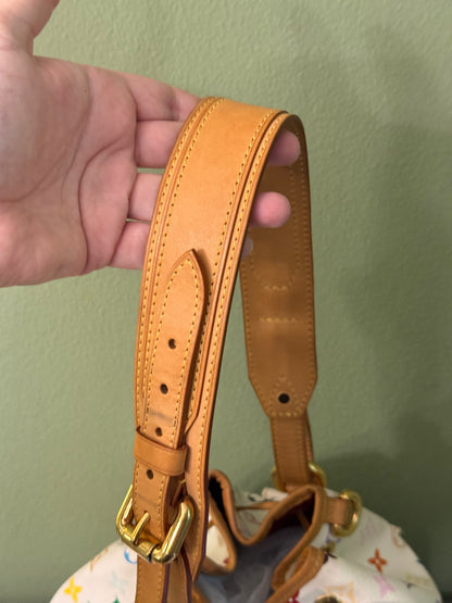 TAKASHI MURAKAMI X LOUIS VUITTON WHITE MULTICOLOR PETIT NOE BUCKET BAG