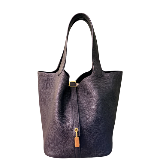 HERMÈS BLACK CLEMENCE PICOTIN LOCK 22 HANDBAG