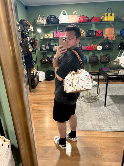 TAKASHI MURAKAMI X LOUIS VUITTON WHITE MULTICOLOR PETIT NOE BUCKET BAG