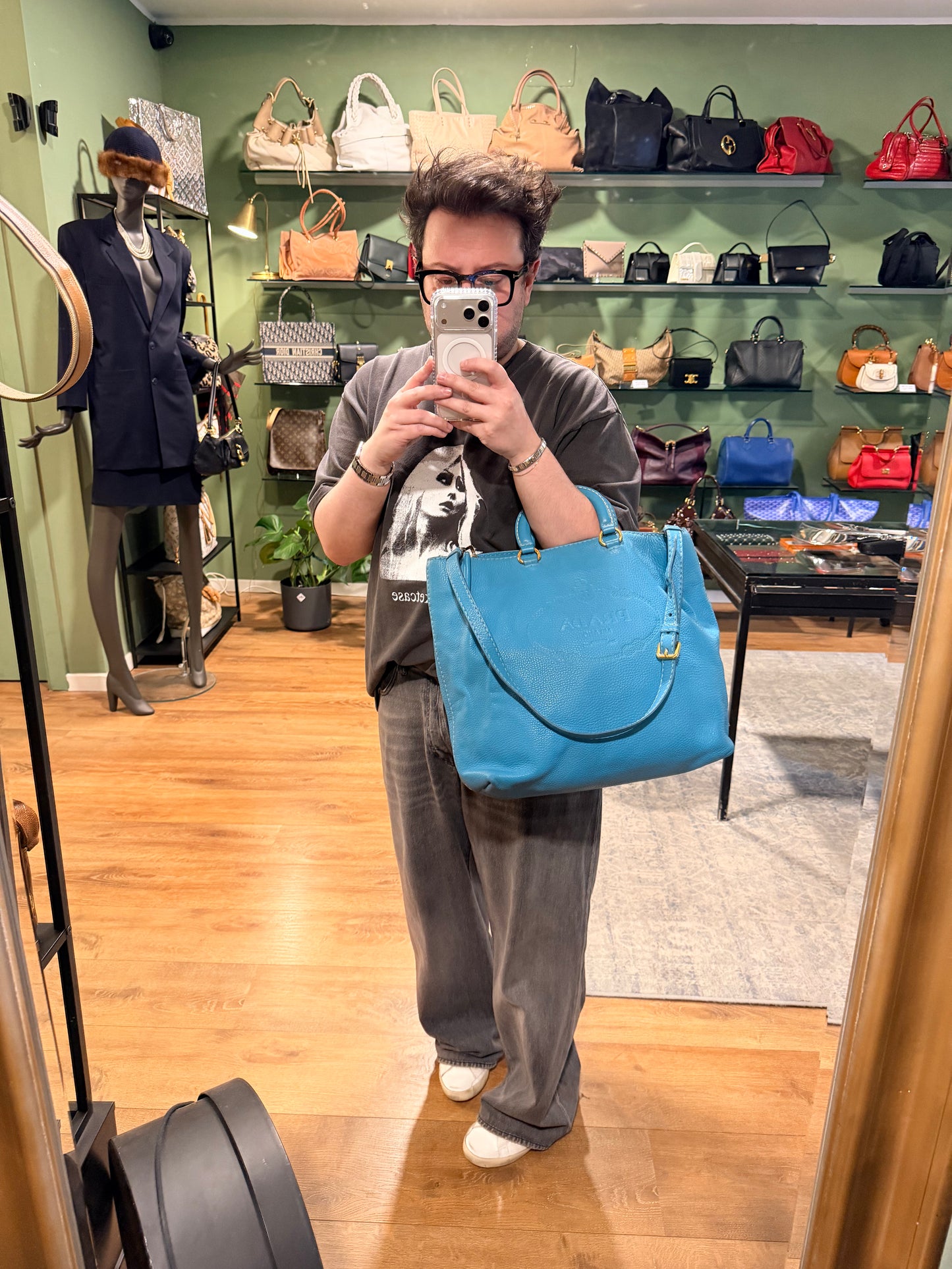 PRADA LIGHT BLUE LARGE TOTE BAG
