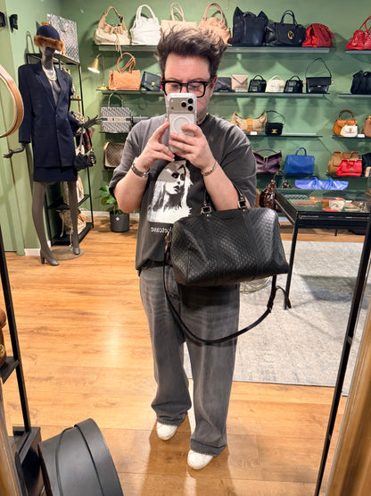 GUCCI BLACK MICRO GUCCISSIMA BOSTON BAG