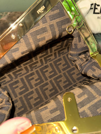 FENDI BEIGE OSTRICH SMALL FIRST CROSSBODY BAG