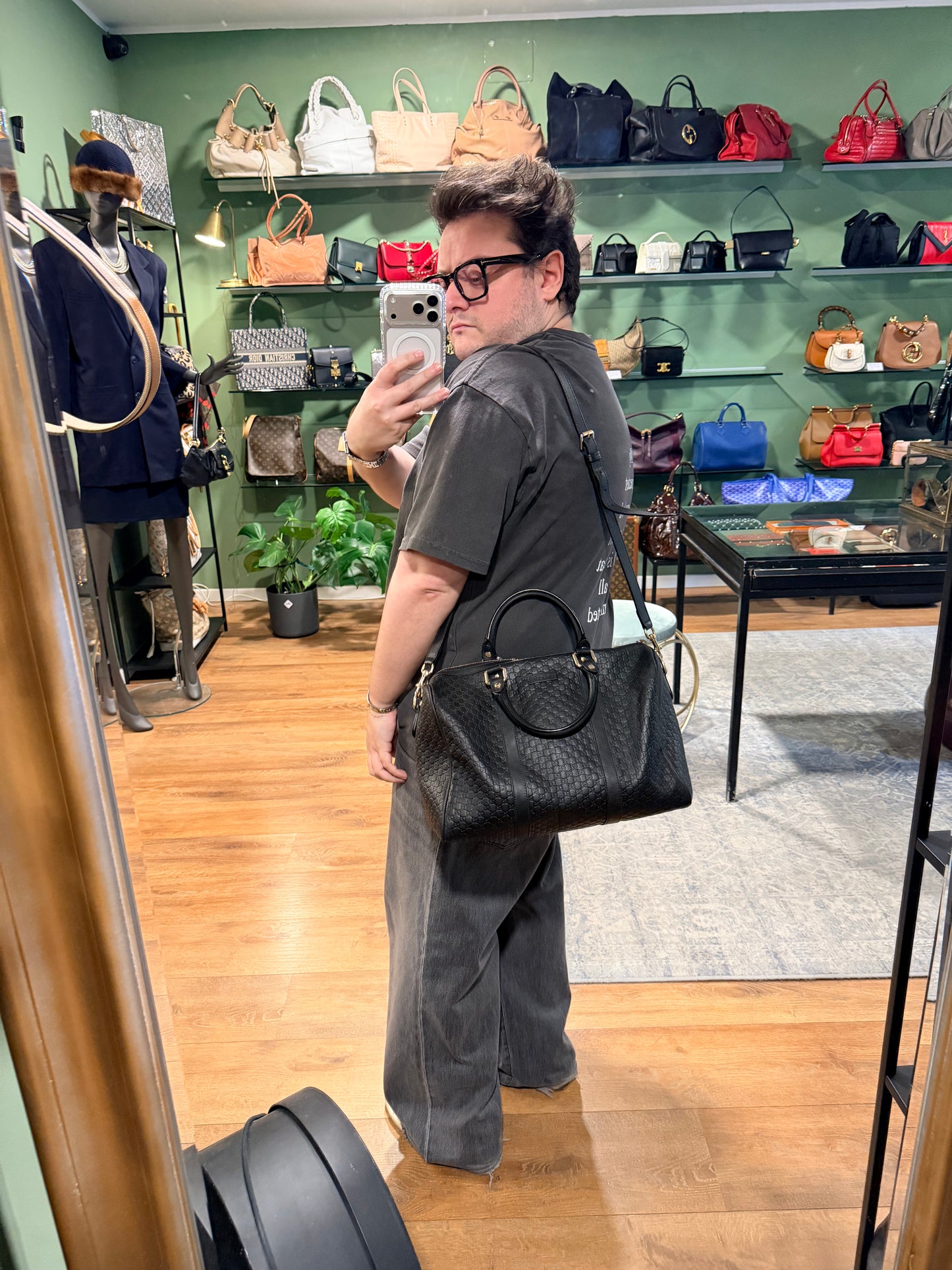 GUCCI BLACK MICRO GUCCISSIMA BOSTON BAG