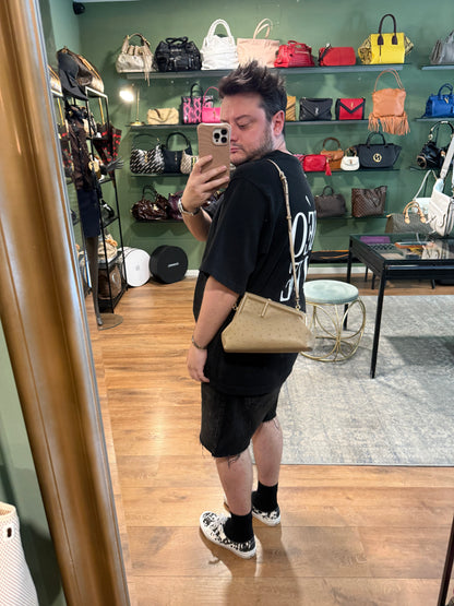 FENDI BEIGE OSTRICH SMALL FIRST CROSSBODY BAG