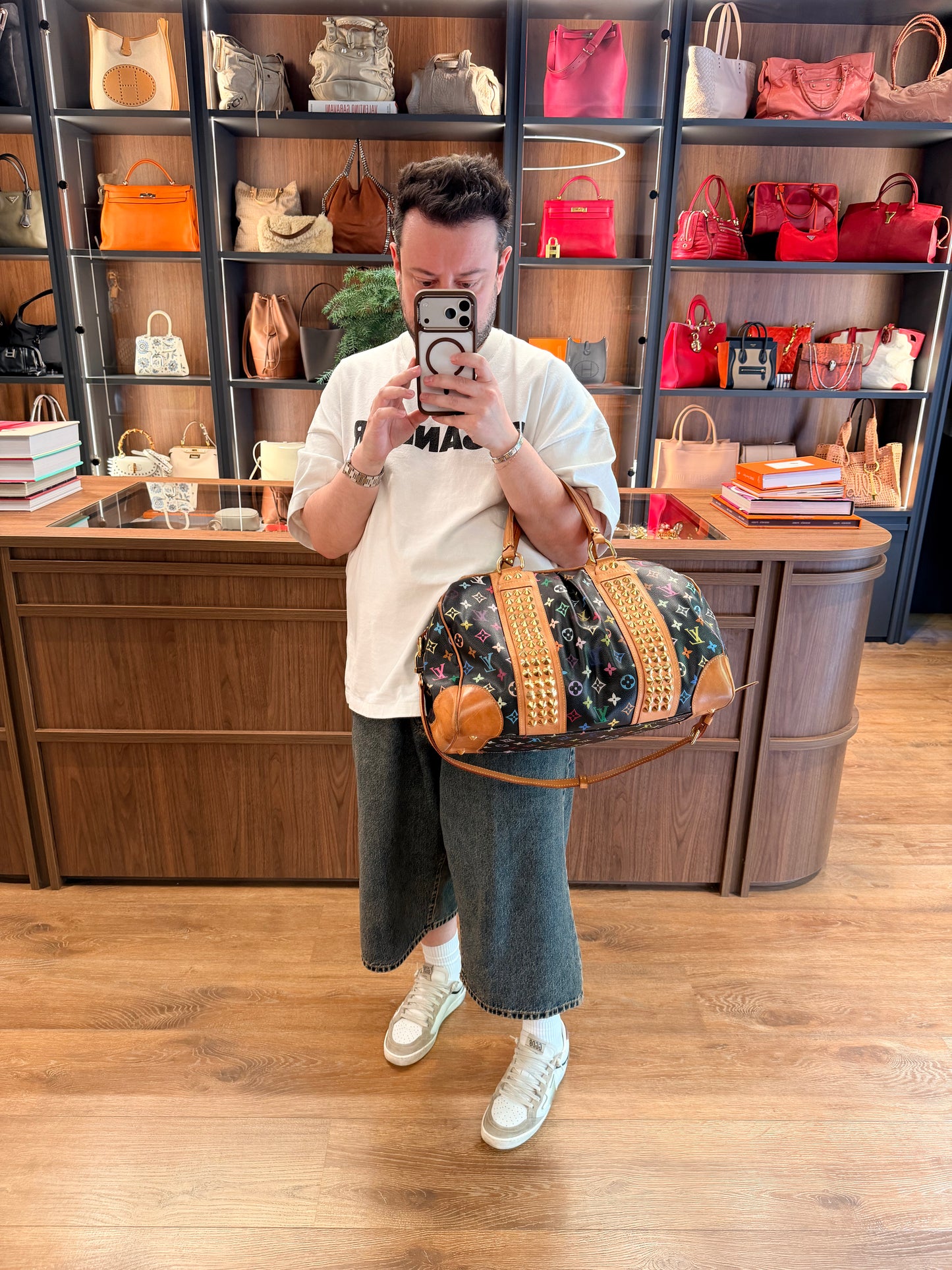 TAKASHI MURALAMI X LOUIS VUITTON BLACK MULTICOLOR COURTNEY GM HANDBAG