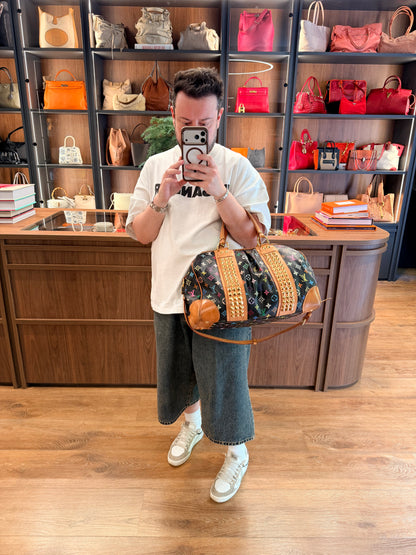 TAKASHI MURALAMI X LOUIS VUITTON BLACK MULTICOLOR COURTNEY GM HANDBAG