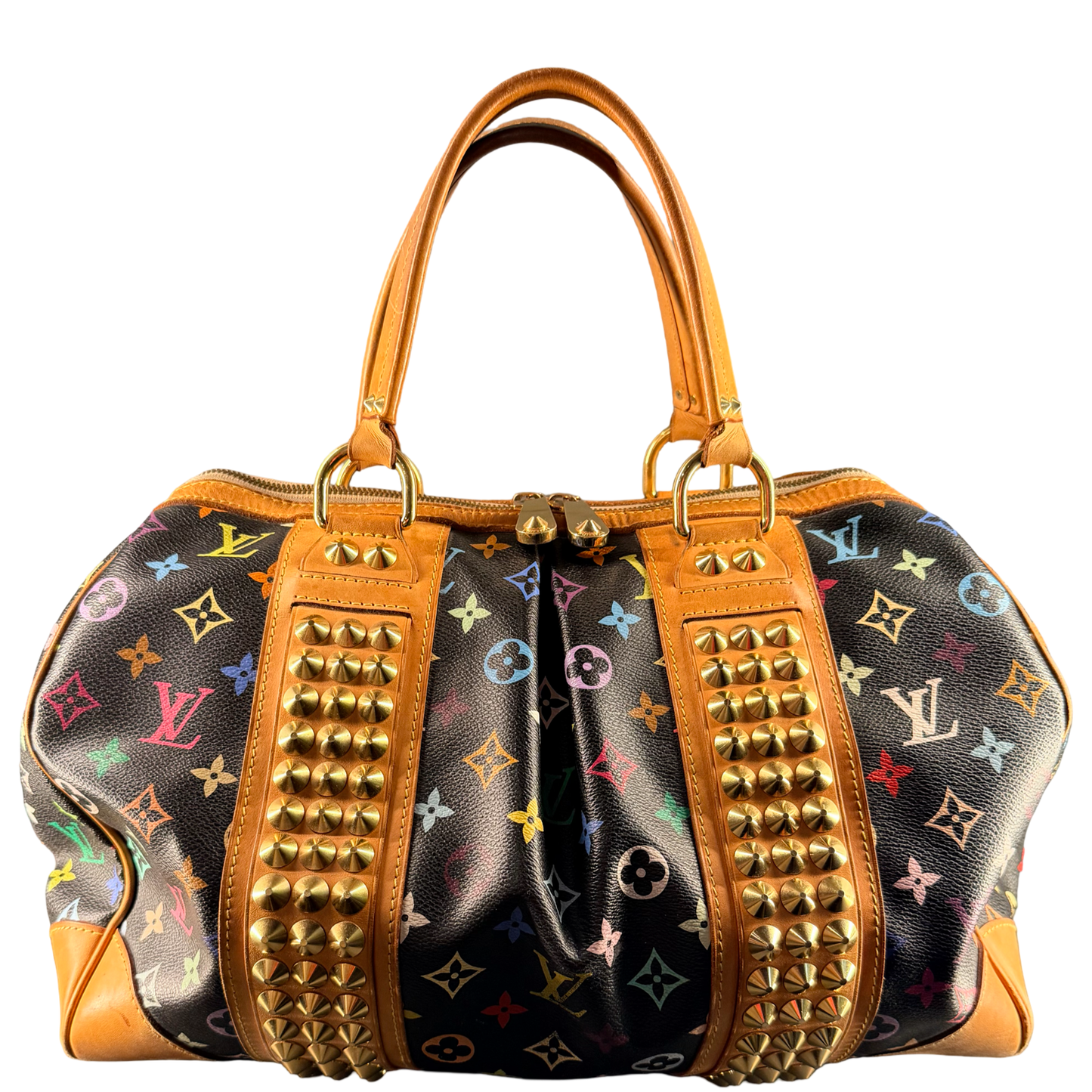 TAKASHI MURALAMI X LOUIS VUITTON BLACK MULTICOLOR COURTNEY GM HANDBAG
