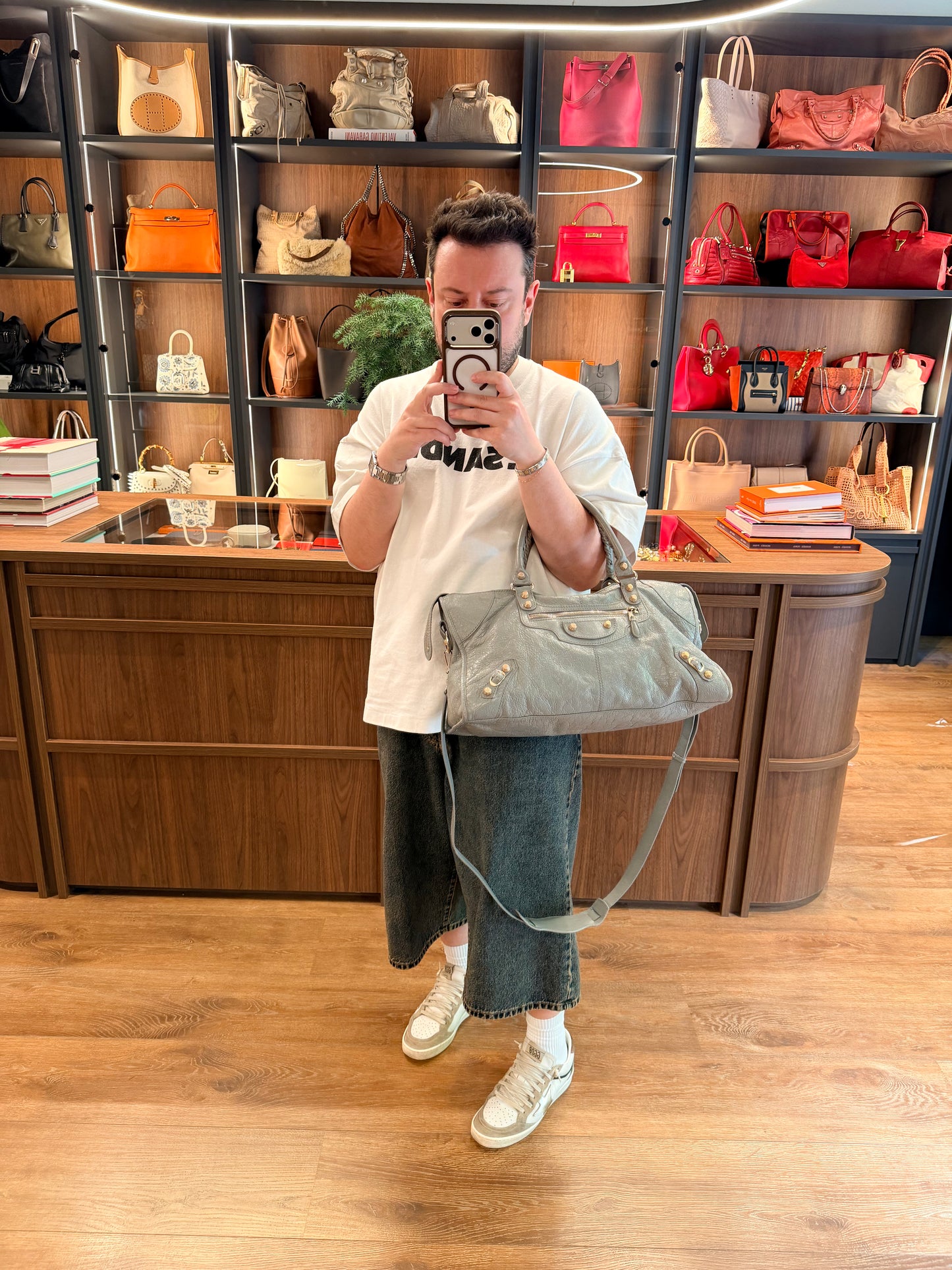 BALENCIAGA GREY GIANT 12 PART TIME HANDBAG