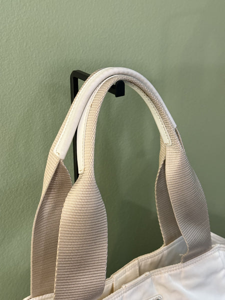 PRADA WHITE NYLON SHOPPING TOTE