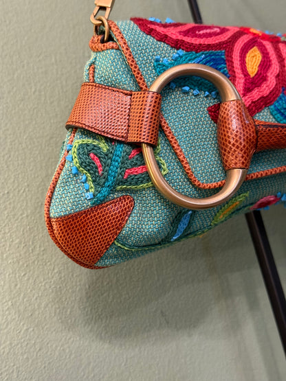 GUCCI BY TOM FORD EMBROIDERED LARGE HORSEBIT CHAIN SHOULDER BAG