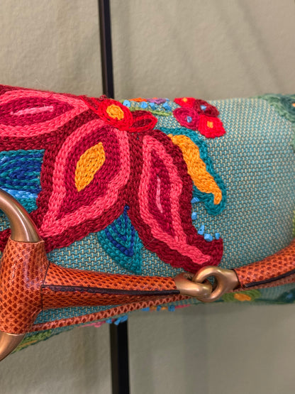 GUCCI BY TOM FORD EMBROIDERED LARGE HORSEBIT CHAIN SHOULDER BAG