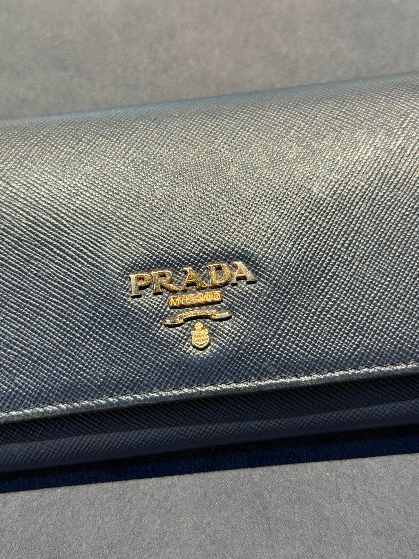 PRADA SAFFIANO NAVY LONG WALLET