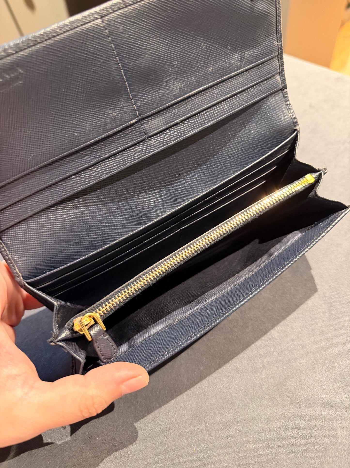 PRADA SAFFIANO NAVY LONG WALLET