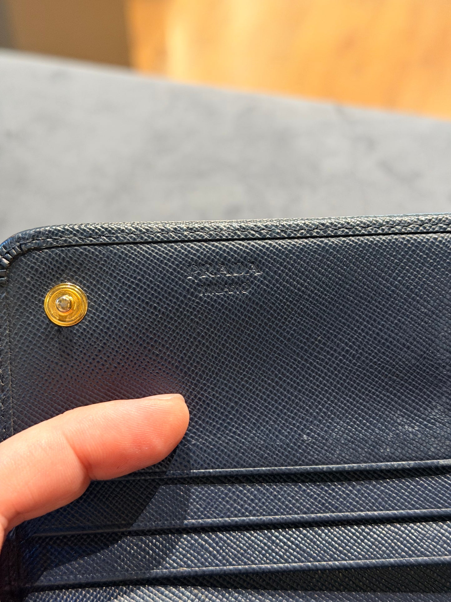 PRADA SAFFIANO NAVY LONG WALLET