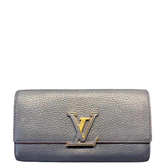 LOUIS VUITTON NAVY CAPUCINES LONG WALLET