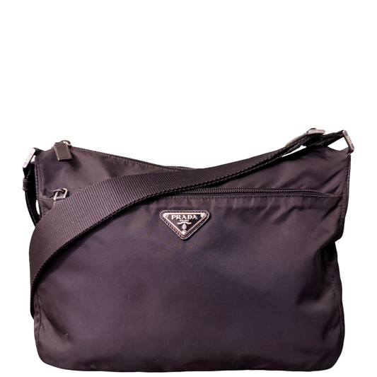 PRADA BLACK NYLON MEDIUM CROSSBODY BAG