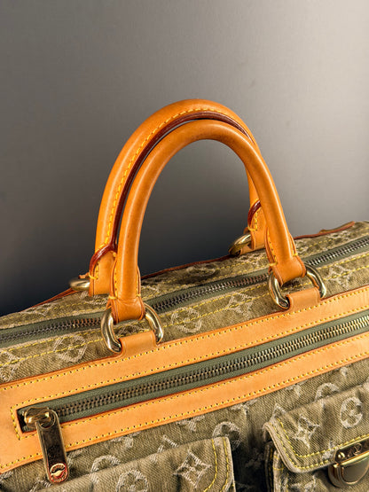LOUIS VUITTON GREEN DENIM NEO SPEEDY BOSTON BAG