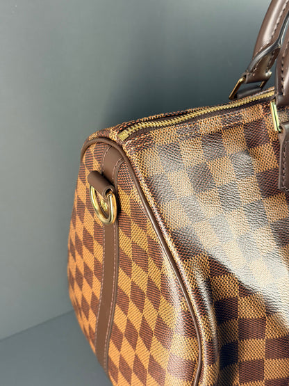 LOUIS VUITTON DAMIER EBENE SPEEDY 35 BANDOULIERE BOSTON BAG