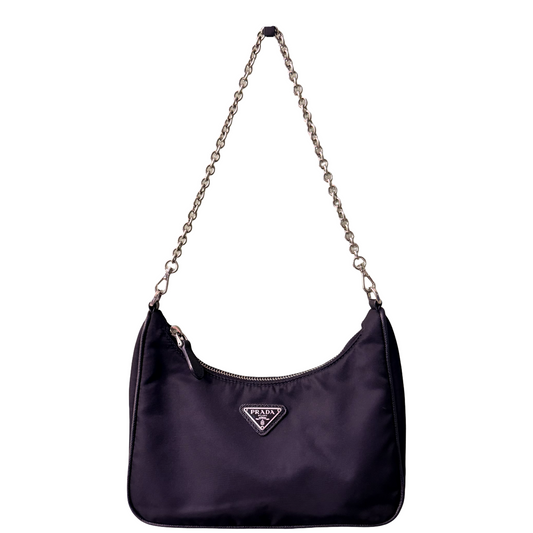 PRADA BLACK NYLON RE EDITION 2005 CROSSBODY BAG