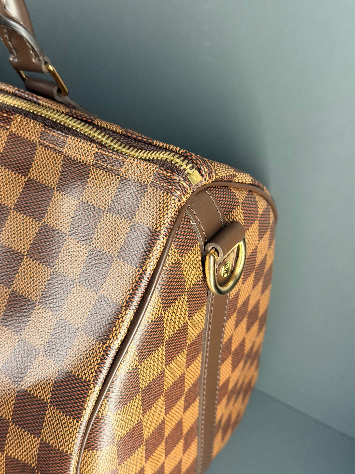 LOUIS VUITTON DAMIER EBENE SPEEDY 35 BANDOULIERE BOSTON BAG