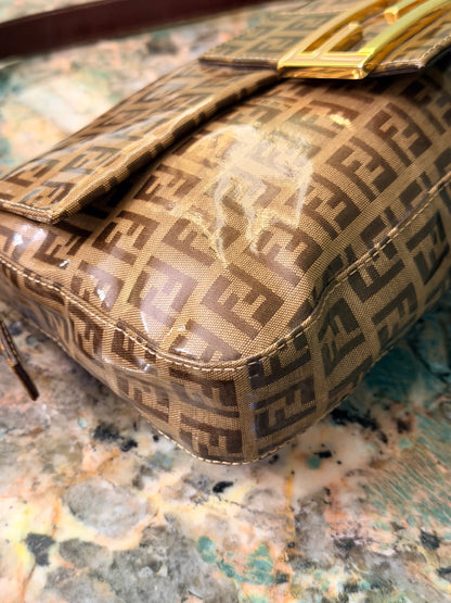 FENDI CRISTAL ZUCCHINO BAGUETTE SHOULDER BAG