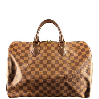 LOUIS VUITTON DAMIER EBENE SPEEDY 35 BANDOULIERE BOSTON BAG