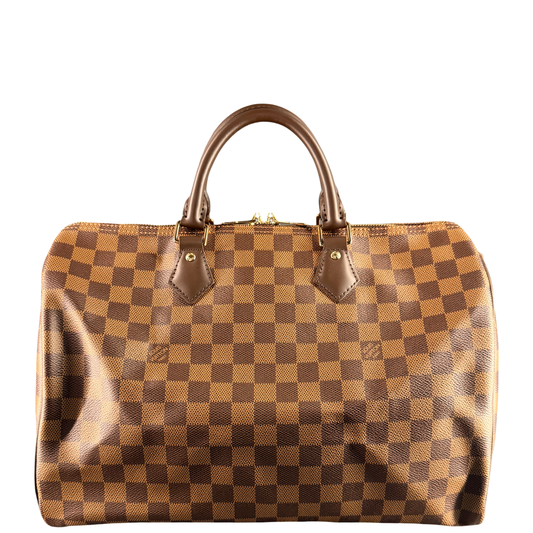 LOUIS VUITTON DAMIER EBENE SPEEDY 35 BANDOULIERE BOSTON BAG