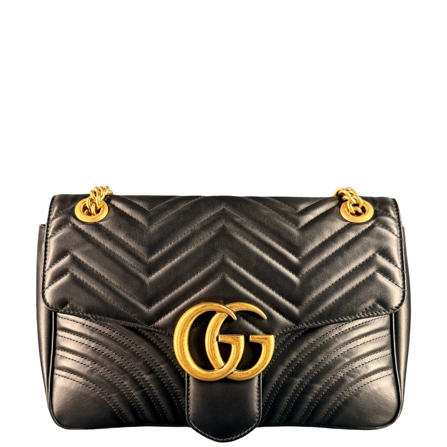 GUCCI BLACK LARGE MARMONT SHOULDER BAG
