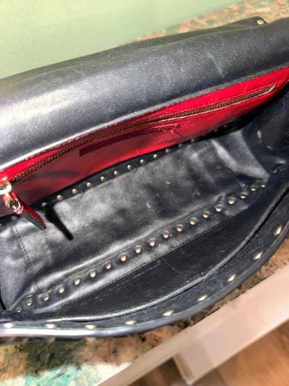 VALENTINO BLACK LARGE ROCKSTUD SPIKE HANDBAG