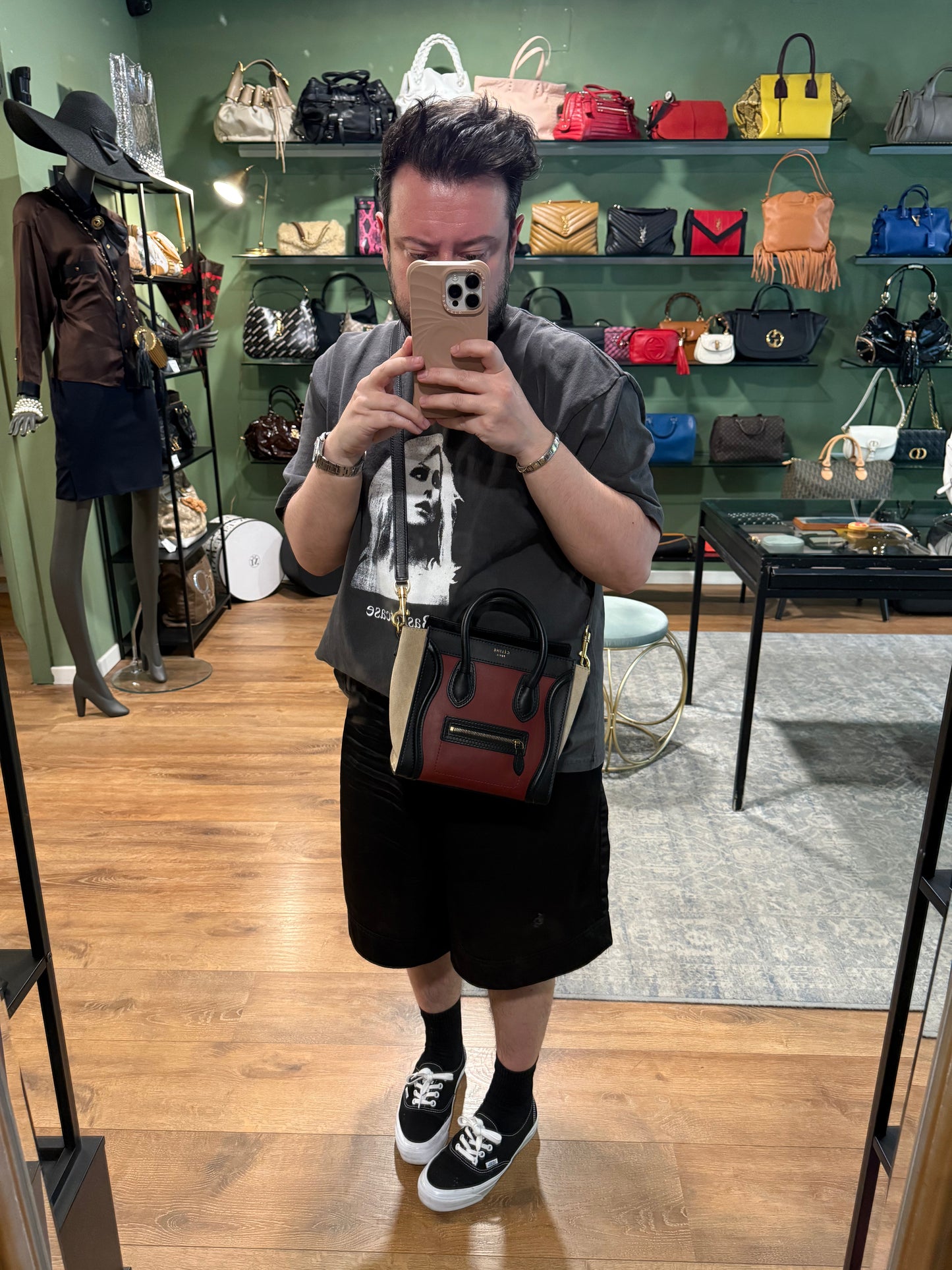 CELINE TRI COLOR NANO LUGGAGE CROSSBODY BAG