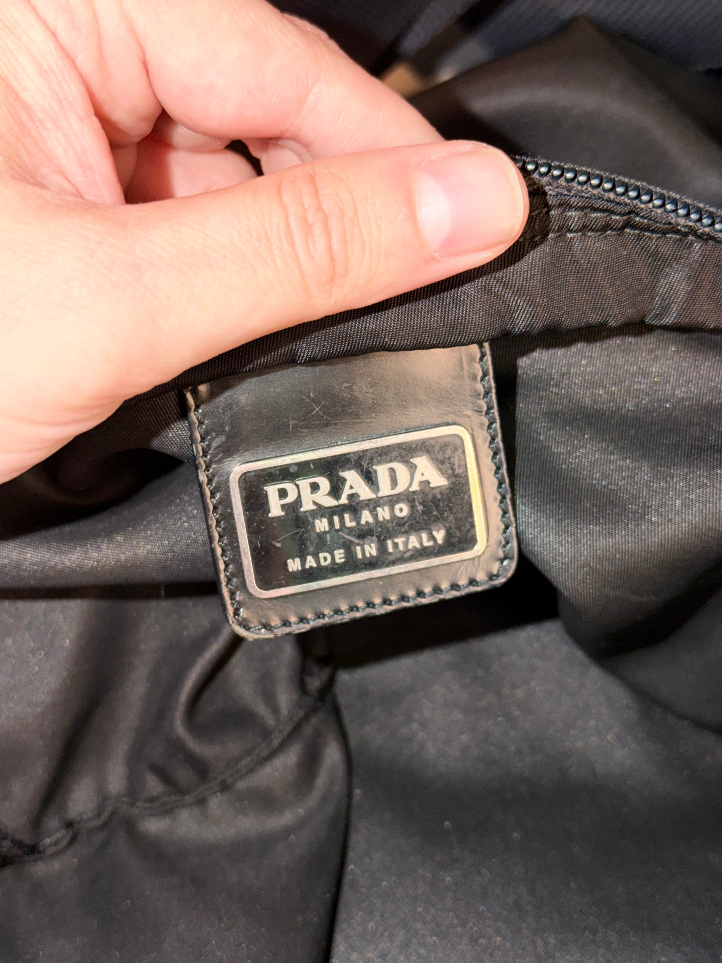 PRADA BLACK NYLON FLAT CROSSBODY BAG