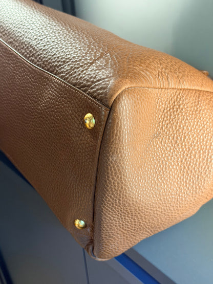 PRADA BROWN VITELLO DAINO TWO WAY HANDBAG