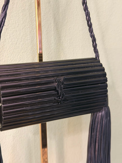SAINT LAURENT BLACK ACRYLIC OPIUM BOX SHOULDER CLUTCH