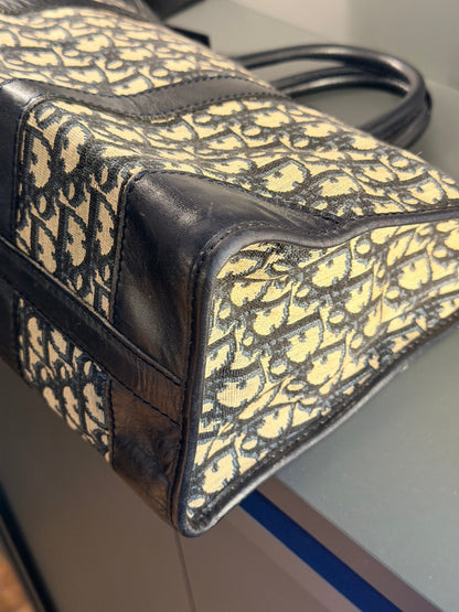 DIOR NAVY OBLIQUE CANVAS TROTTER HANDBAG