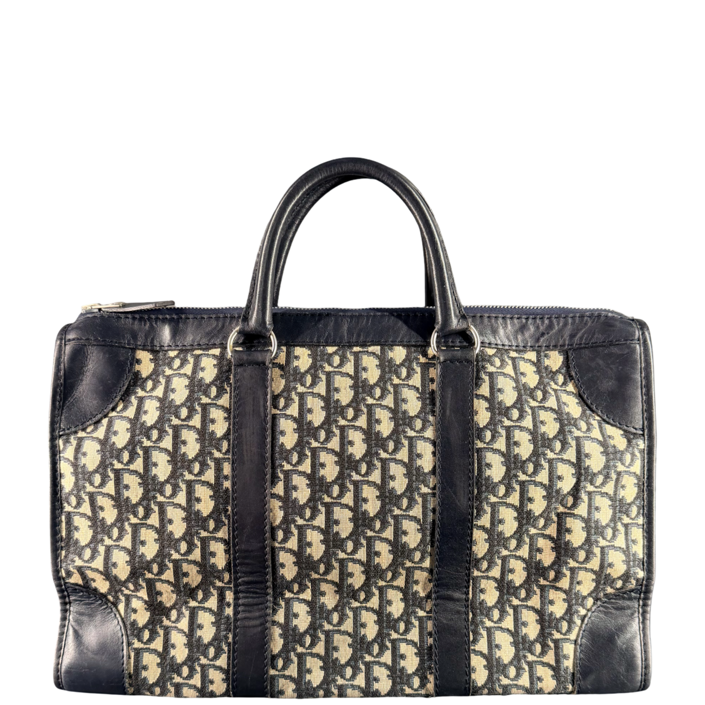DIOR NAVY OBLIQUE CANVAS TROTTER HANDBAG