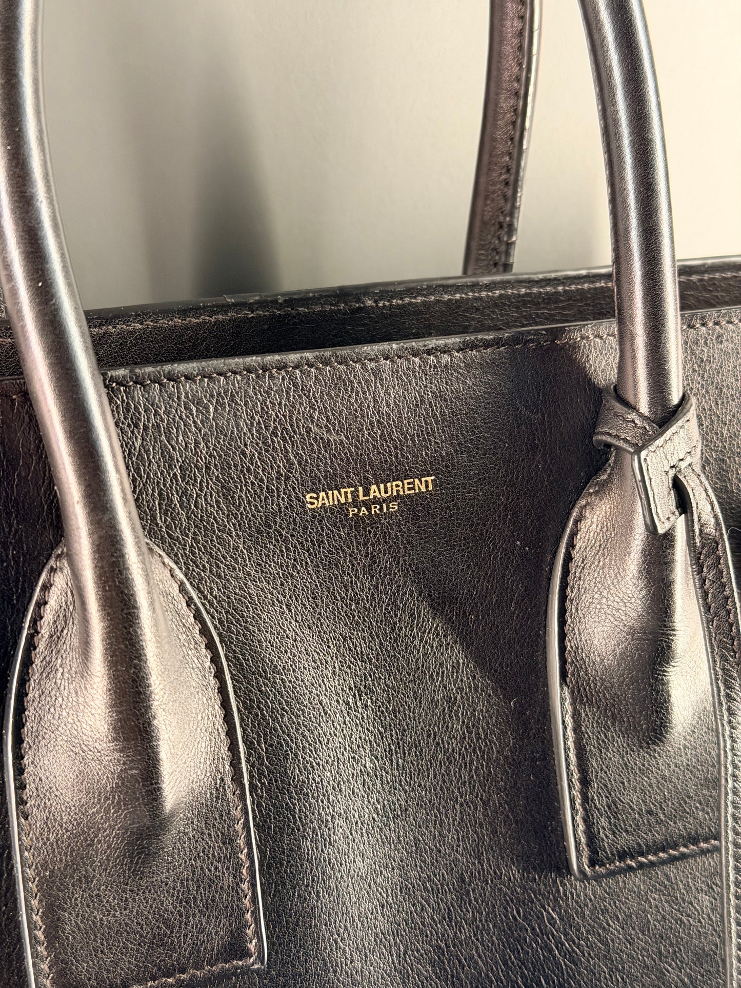 SAINT LAURENT BLACK LARGE SAC DE JOUR HANDBAG