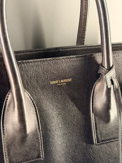 SAINT LAURENT BLACK LARGE SAC DE JOUR HANDBAG