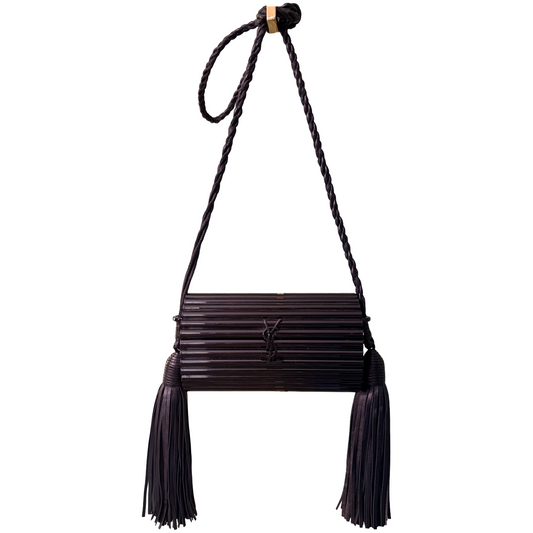 SAINT LAURENT BLACK ACRYLIC OPIUM BOX SHOULDER CLUTCH