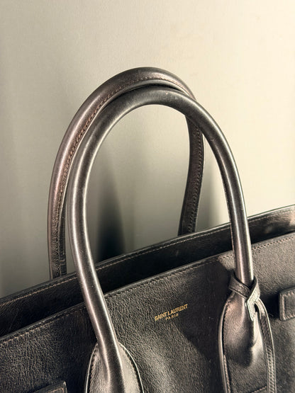 SAINT LAURENT BLACK LARGE SAC DE JOUR HANDBAG
