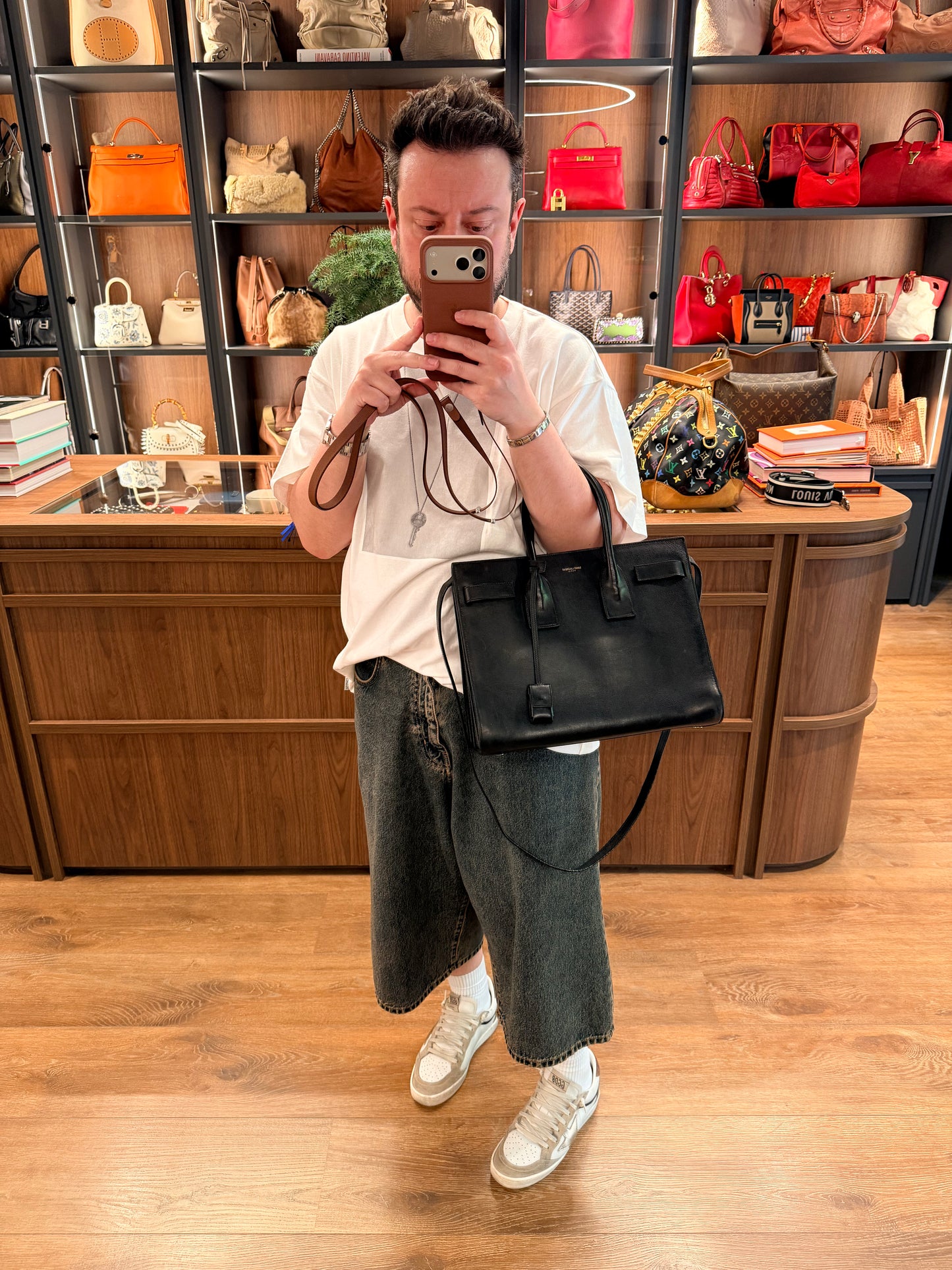 SAINT LAURENT BLACK LARGE SAC DE JOUR HANDBAG
