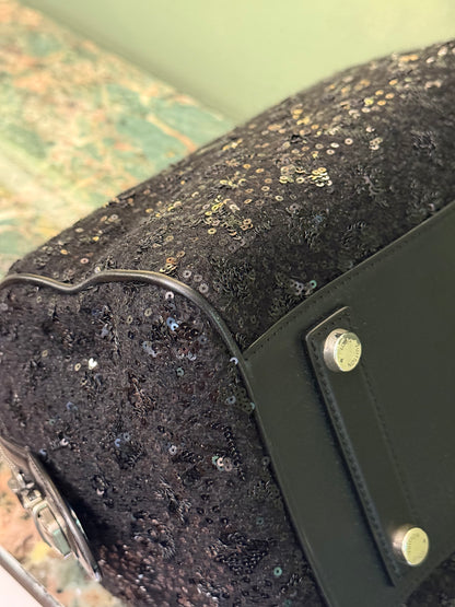LOUIS VUITTON BLACK SEQUINS SUNSHINE EXPRESS SPEEDY 30 BOSTON BAG