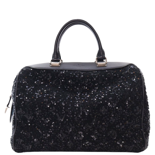 LOUIS VUITTON BLACK SEQUINS SUNSHINE EXPRESS SPEEDY 30 BOSTON BAG