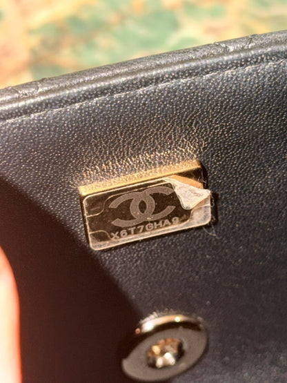 CHANEL BLACK LAMBSKIN MINI RECTANGULAR W/ HANDLE